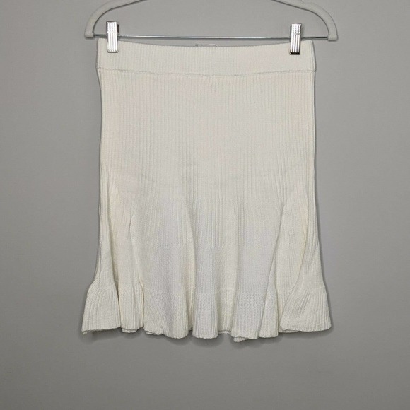 FREE PEOPLE White Solid Gold Knit Flowy Skirt NEW - Picture 4 of 7